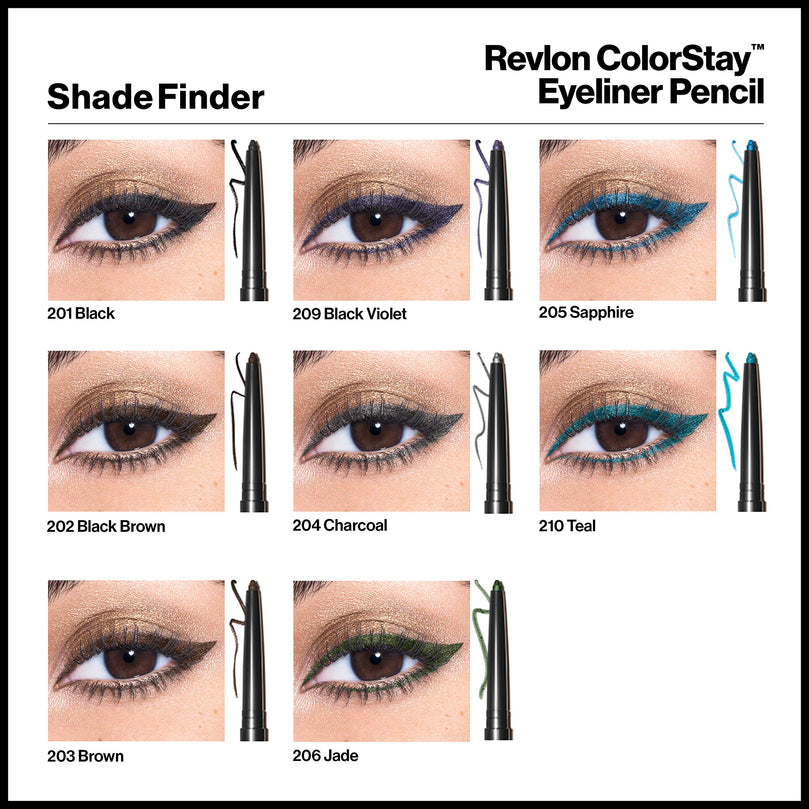 Revlon ColorStay Waterproof Eyeliner Pencil, 24HR Wear, Built-in Sharpener, 205 Sapphire, 0.01 oz