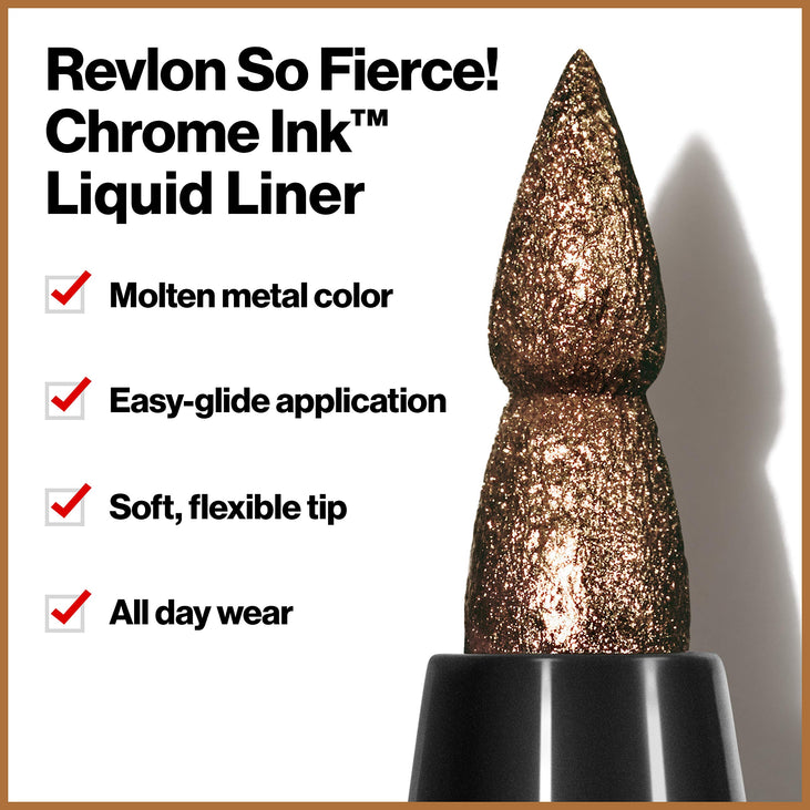 Revlon So Fierce! Chrome Ink Liquid Eyeliner, 902 Bronzage, 0.03 oz