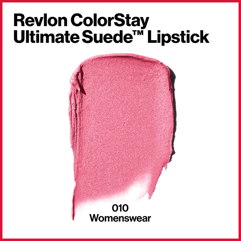 Revlon ColorStay Ultimate Suede Lipstick, Longwear Soft, Ultra-Hydrating High-Impact Lip Color, Formulated with Vitamin E, 010 Womenswear, 0.09 oz