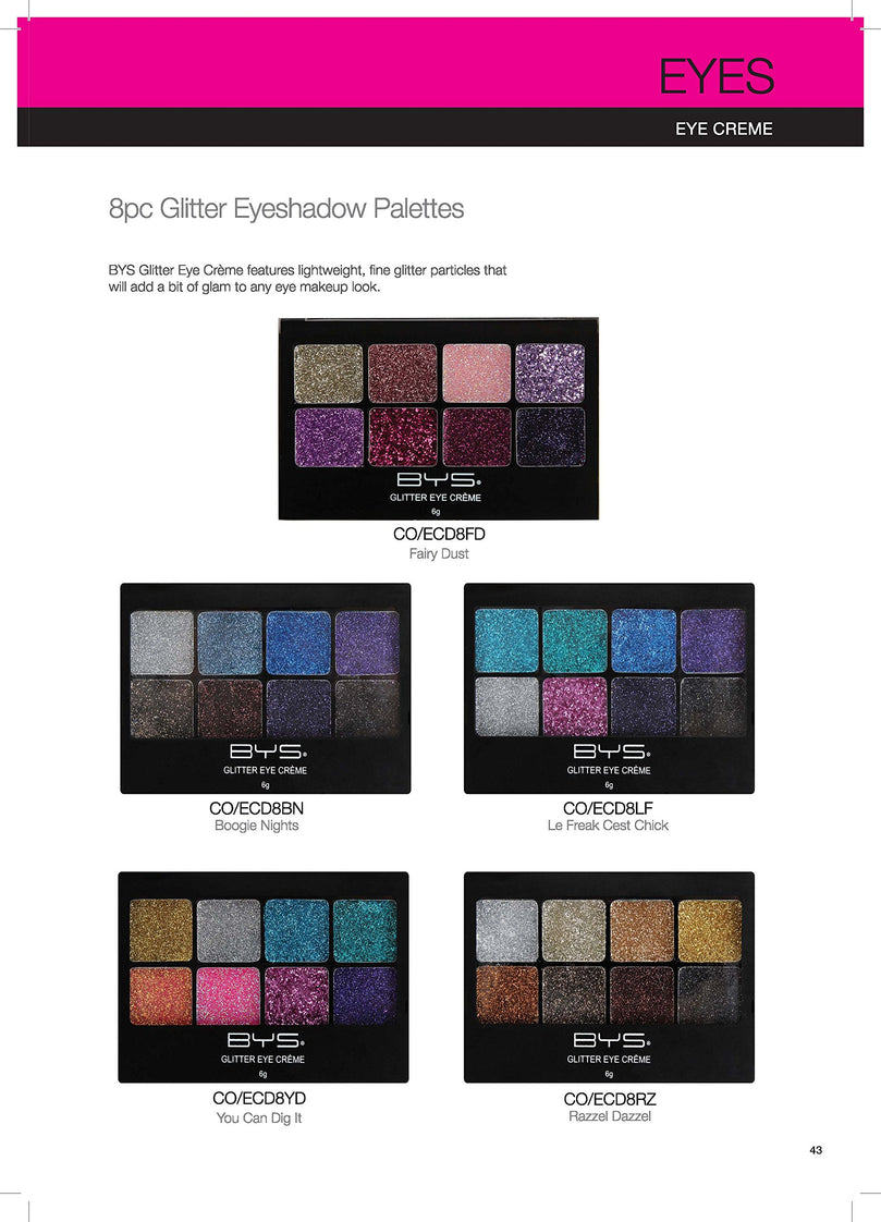 BYS Glitter Gel Makeup Palette 8 shades - Boogie Nights