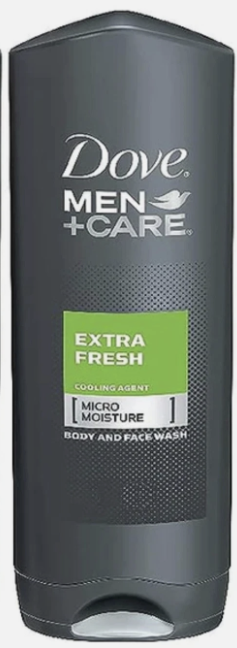 Dove for Men Plus Care Extra Fresh Body and Face Wash 250 ml / 8.45 Fl Oz (2 PACK)