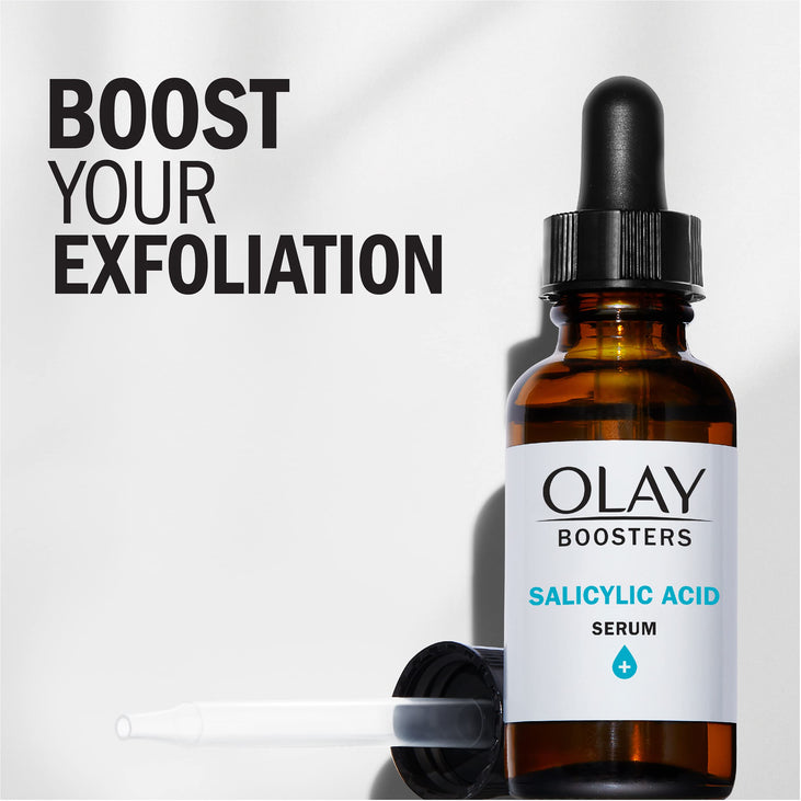 Olay Salicylic Acid Serum, Exfoliating Booster for Oily Dull Skin, Fragrance-Free, 1.0 oz