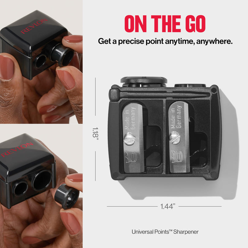 Revlon Universal Points Dual Hole Cosmetic Pencil Sharpener for Eyeliner & Lip Liner Pencils, 1 count