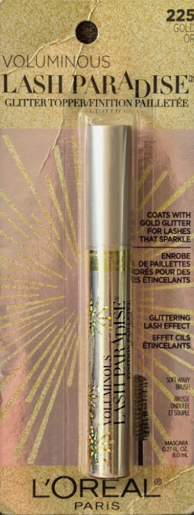Loreal Voluminous Lash Paradise Glitter Topper 225 Gold Or 0.27 Oz