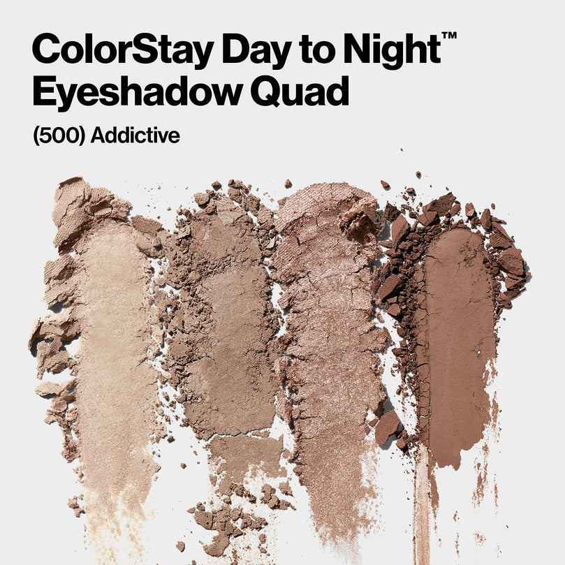 Revlon ColorStay Day to Night Long Lasting Matte and Shimmer Eyeshadow Quad, 500 Addictive