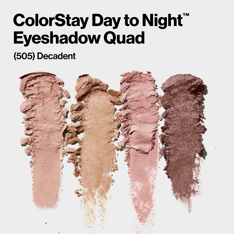 Revlon ColorStay Day to Night Eyeshadow Quad, Longwear Shadow Palette with Transitional Shades and Buttery Soft Feel, Crease & Smudge Proof, 505 Decadent, 0.16 oz