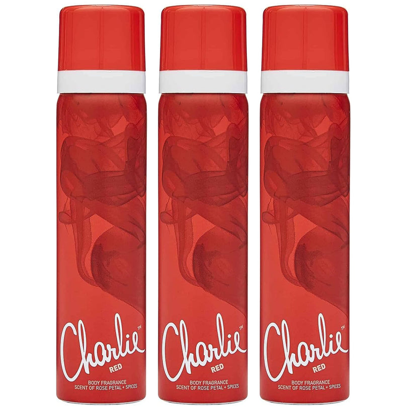 Pack of (3) Revlon Charlie Red Body Spray 2.5oz (75ml)