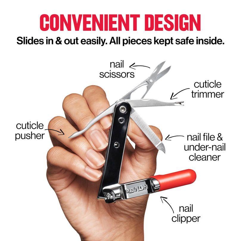Revlon All in One Stainless Steel Fingernail Clipper, Silver, 1 Count