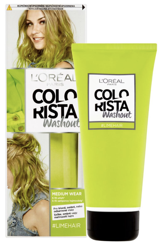 Loreal Paris Colorista Wash Out Neon Semi-Permanent Hair Dye Lime Green 80 ml (2 Pack)