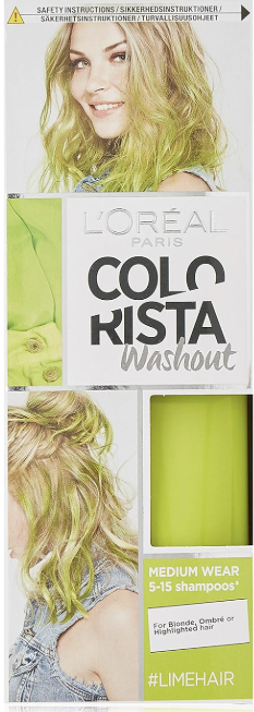 Loreal Paris Colorista Wash Out Neon Semi-Permanent Hair Dye Lime Green 80 ml (2 Pack)