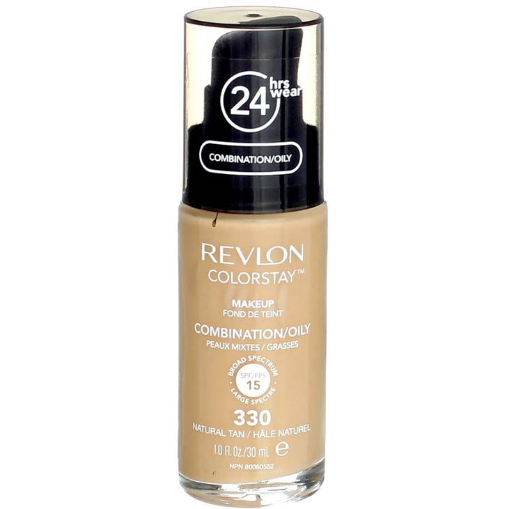 Revlon ColorStay Liquid Foundation Makeup, Matte Finish, Combination/Oily Skin, SPF 15, Natural Tan, 1 fl oz