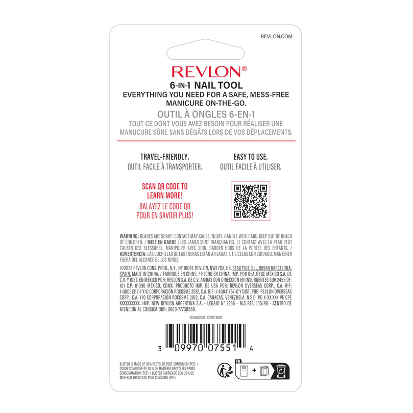 Revlon All in One Stainless Steel Fingernail Clipper, Silver, 1 Count