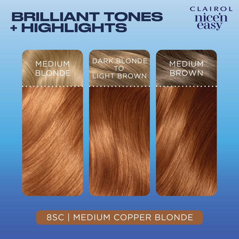Clairol Nice 'n Easy Sun-Kissed Permanent Hair Color, 8SC Sandy Copper Blonde