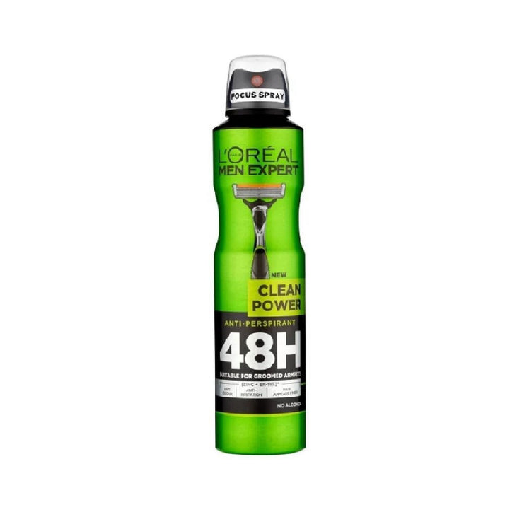 2 X L'oreal Men Expert Clean Power Anti-perspirant Deodorant Spray 250ml