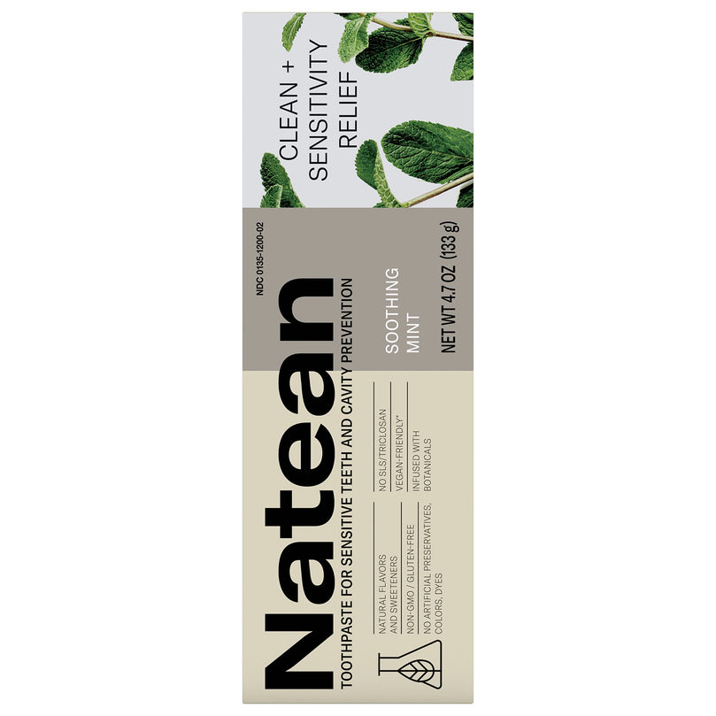 Natean Clean + Sensitivity Relief Toothpaste for Sensitive Teeth & Cavity Prevention, Mint - 4.7 oz