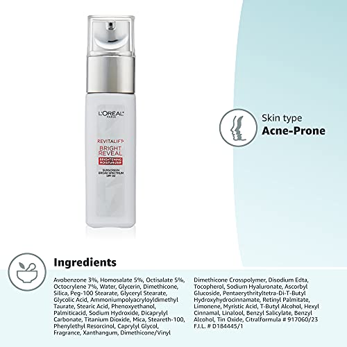 L'Oreal Paris Revitalift Bright Reveal Brightening Moisturizer, SPF 30, 1 fl oz