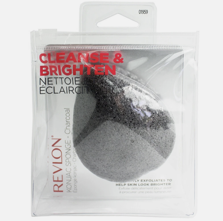 REVLON Konjac Sponge Charcoal - Facial Cleansing, Exfoliation - Round - Rubber - Black