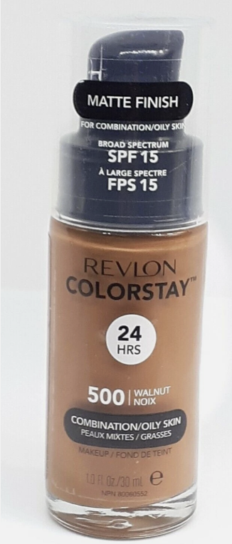 Revlon ColorStay Liquid Foundation, Face Makeup for Combination & Oily Skin - Walnut 500 1.0 oz
