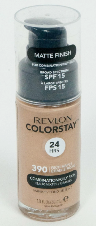 Revlon Liquid Foundation, ColorStay Face Makeup for Combination & Oily Skin, SPF 15 - Rich Maple (390), 1.0 oz