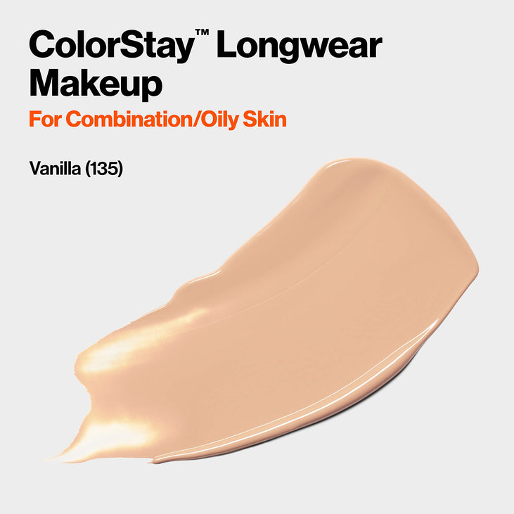 Revlon ColorStay Liquid Foundation Makeup, Matte Finish, Combination/Oily Skin, SPF 15, 135 Vanilla, 1 fl oz