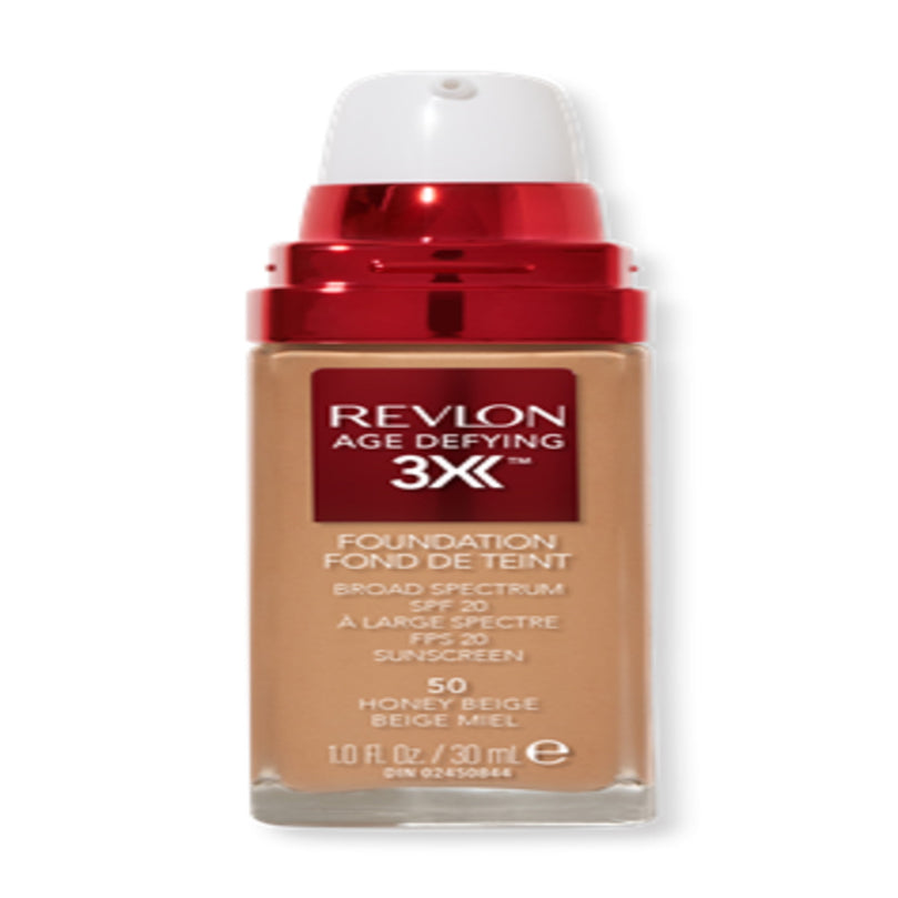 Revlon Age Defying 3X Cream Foundation Makeup, SPF 20, Honey Beige, 1 fl oz