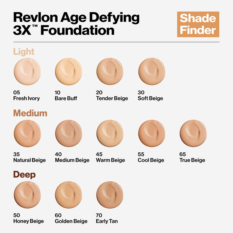 Revlon Age Defying 3X Cream Foundation Makeup, SPF 20, Honey Beige, 1 fl oz
