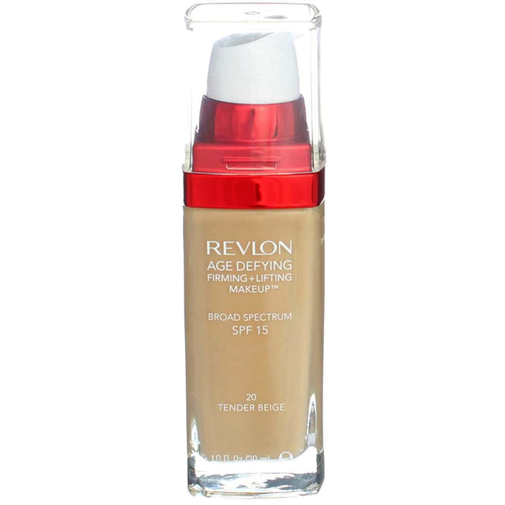 Revlon Age Defying 3X Cream Foundation Makeup, SPF 20, Tender Beige, 1 fl oz