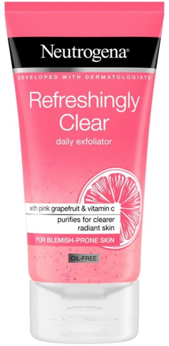 Neutrogena Refreshingly Clear Daily Exfoliator, 150ml - Vitamin C & Pink Grapefruit Face Scrub
