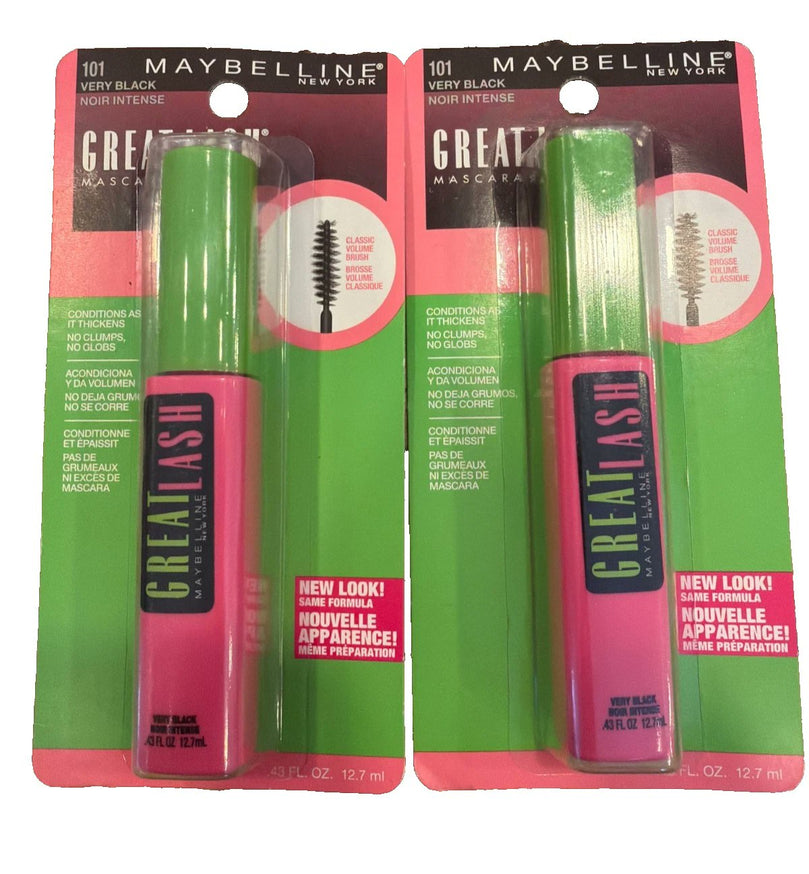 Maybelline Great Lash Mascara, Very Black [101], 0.43 oz (Pack of 2)