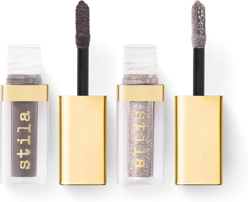 Stila Double Dip Suede Shade And Glitter & Glow Liquid Eyeshadows - Grey Fox