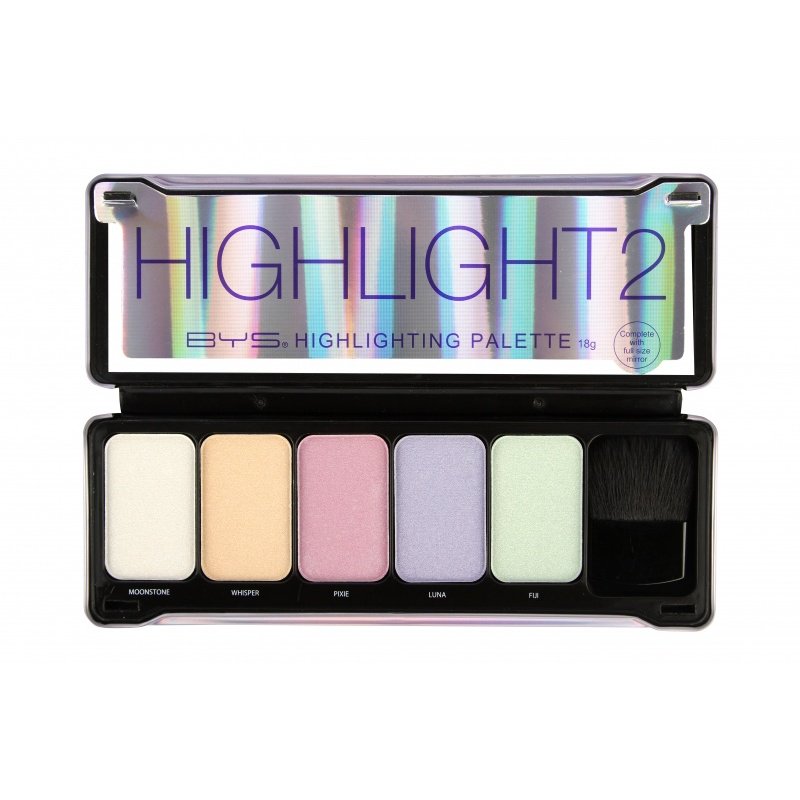 BYS Highlight 2 Makeup Palette with Contour Brush and Mirror