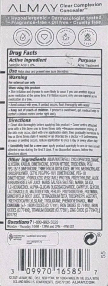 Almay Clear Complexion Concealer Makeup, Hypoallergenic, 400 Medium/Deep, 0.3 fl oz
