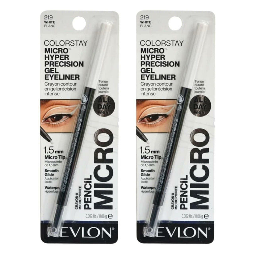 Revlon Colorstay Micro Hyper Precision Gel Eyeliner, 219 White, 1.5mm Tip, All Day Wear, Pack of 2