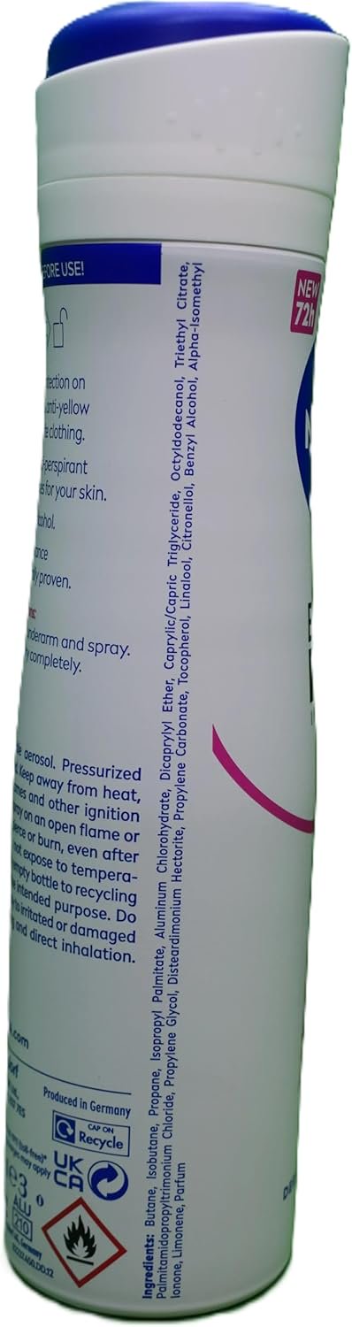 Nivea for Women Anti Perpirant Spray Invisible for Black & White 48h 150 Ml (Pack of 3)