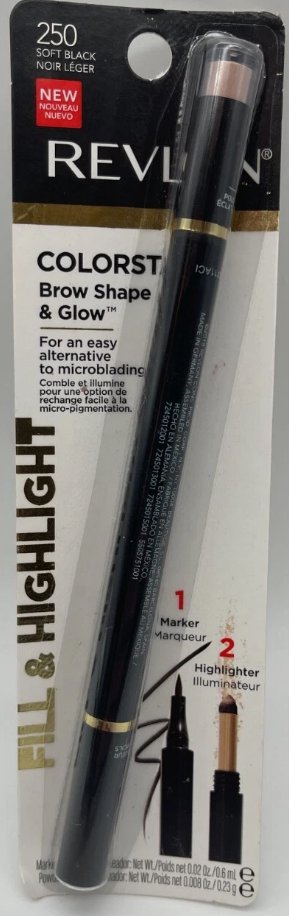 Revlon ColorStay Shape & Glow Brow Pencil and Highlighter, Soft Black