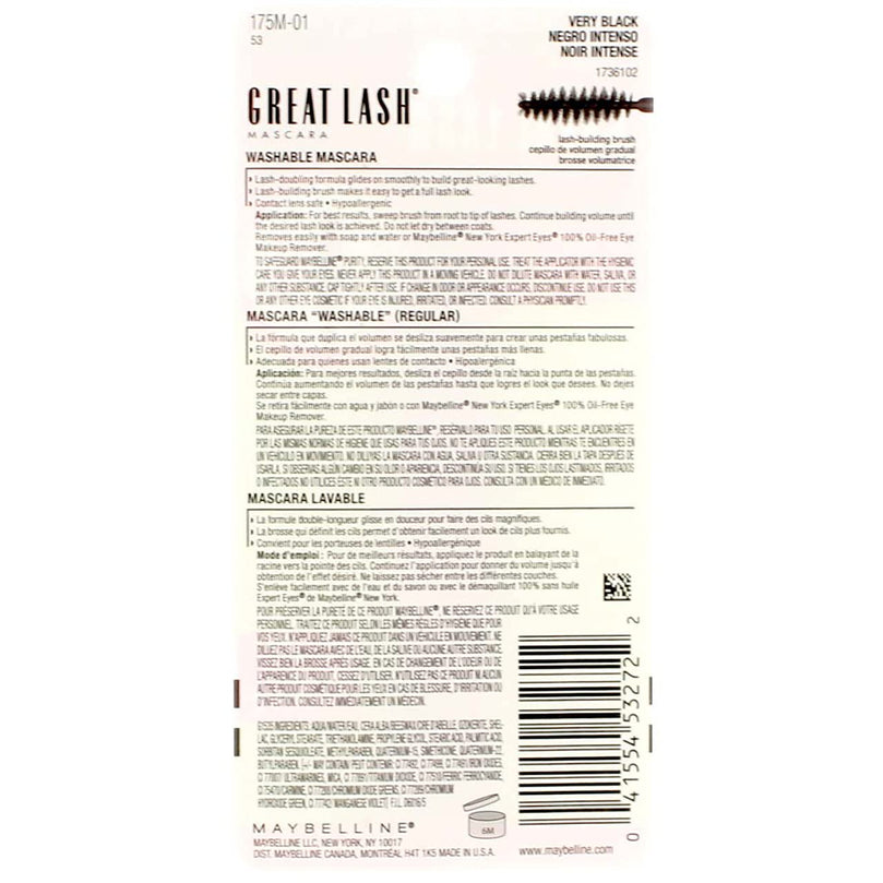 Maybelline Great Lash Washable Mascara 101 Very Black