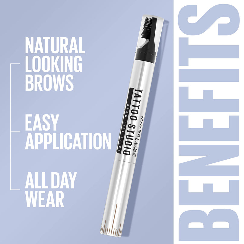 Maybelline TattooStudio Brow Lift Stick Makeup, Clear, Fade & Smudge Resistant, All-Day Wear, 1 Count