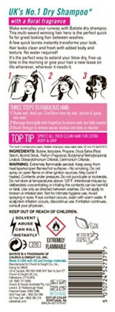 Batiste Dry Shampoo, Blush Fragrance, 6.73 Ounce