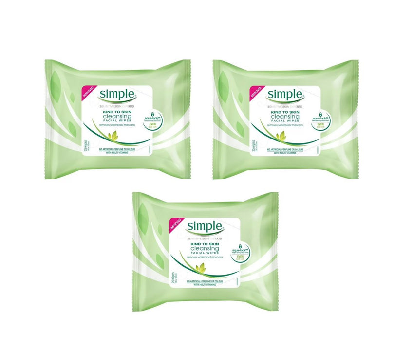Simple Kind To Skin 25 Cleansing Facial Wipes (3 pack)