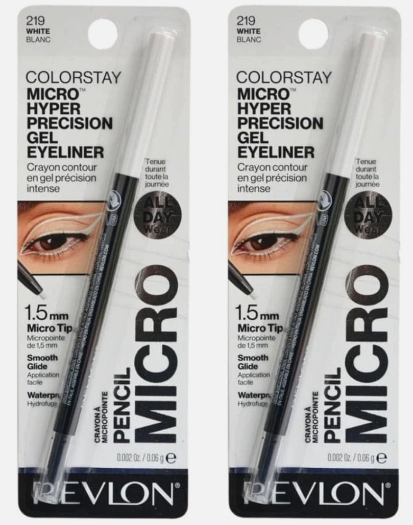 Revlon Colorstay Micro Hyper Precision Gel Eyeliner, 219 White, 1.5mm Tip, All Day Wear, Pack of 2