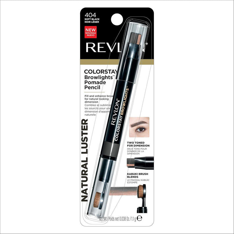 Revlon ColorStay Browlights Eyebrow Pencil and Brow Highlighter 404 Soft Black