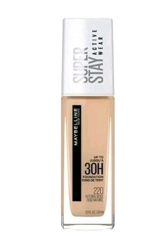 Maybelline Super Stay Liquid Foundation Makeup, Full Coverage, 220 Natural Beige, 1 fl oz
