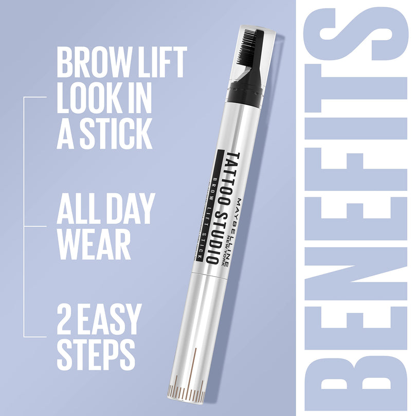 Maybelline TattooStudio Brow Lift Stick Makeup with Tinted Wax, All-Day Wear, Soft Brown