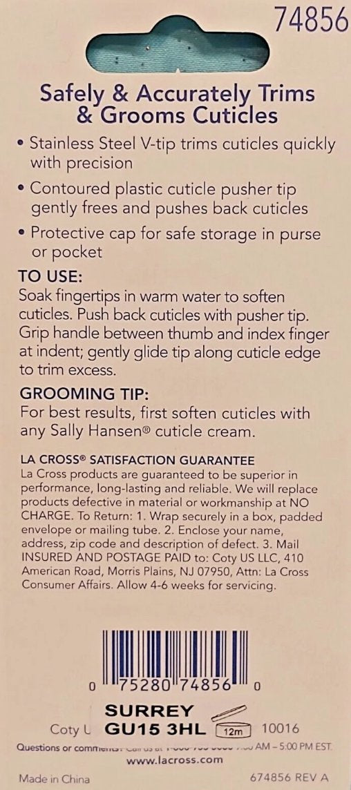 Sally Hansen La Cross Cuticle Trimmer #74856 Stainless Steel Blades (PACK OF 3)