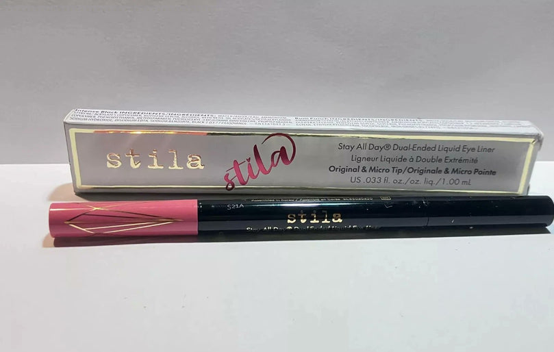 Stila Stay All Day Dual-Ended Liquid Eyeliner Original & Micro Tip Intense Black & Rum Punch