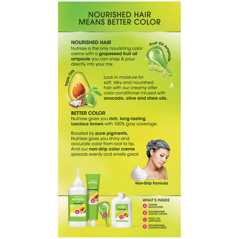 Garnier Nutrisse Nourishing Hair Color Creme, 050 Medium Natural Brown