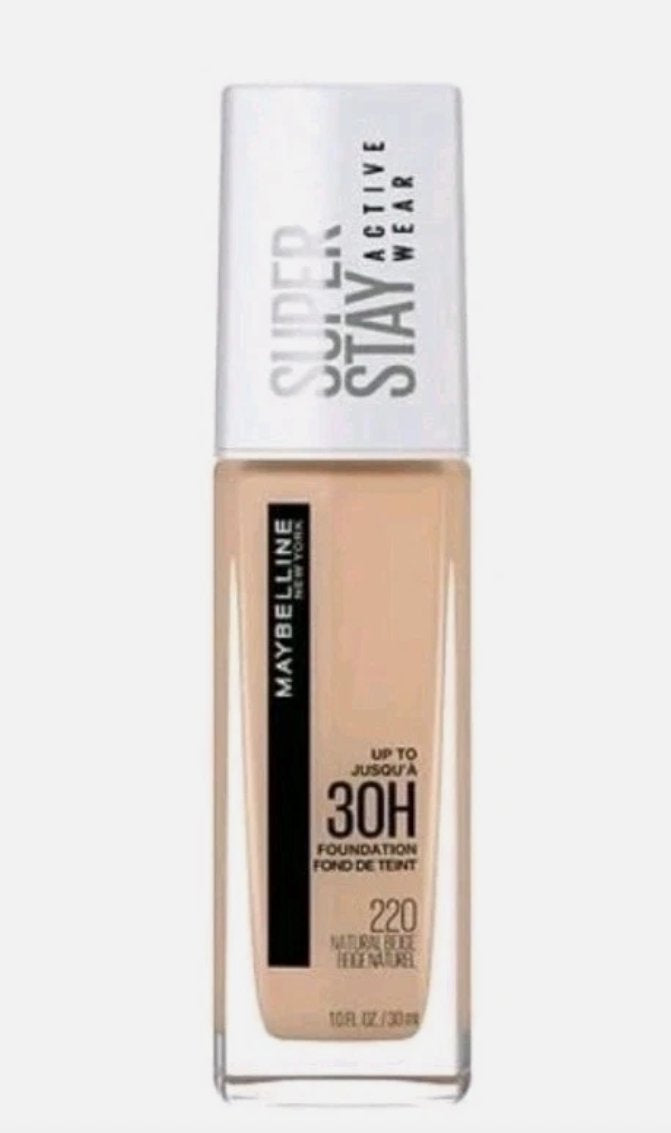 Maybelline Super Stay Liquid Foundation Makeup, Full Coverage, 220 Natural Beige, 1 fl oz
