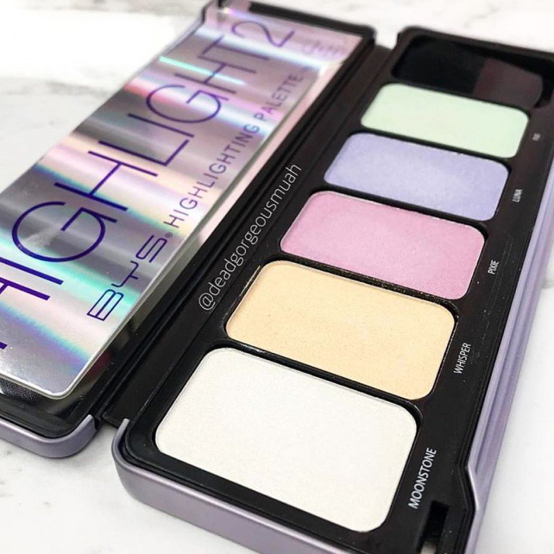 BYS Highlight 2 Makeup Palette with Contour Brush and Mirror