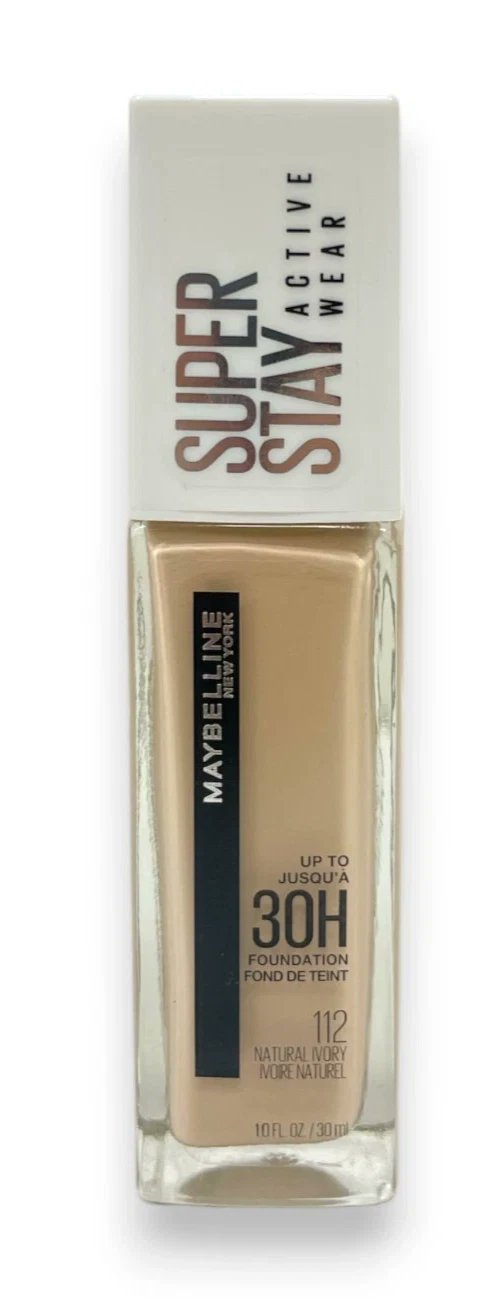 Maybelline Super Stay Full Coverage Liquid Foundation Active Wear Makeup, Up to 30Hr Wear, Transfer, Sweat & Water Resistant, Matte Finish, Natural Ivory, 1 Count