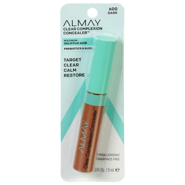 Almay Clear Complexion Concealer Makeup, Hypoallergenic, 600 Dark, 0.3 fl oz
